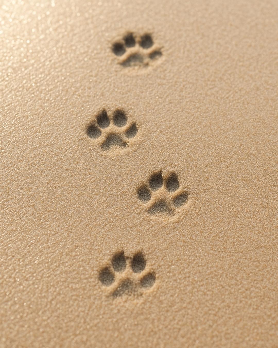 dog pawprints in the sand, reflecting on pet loss grief