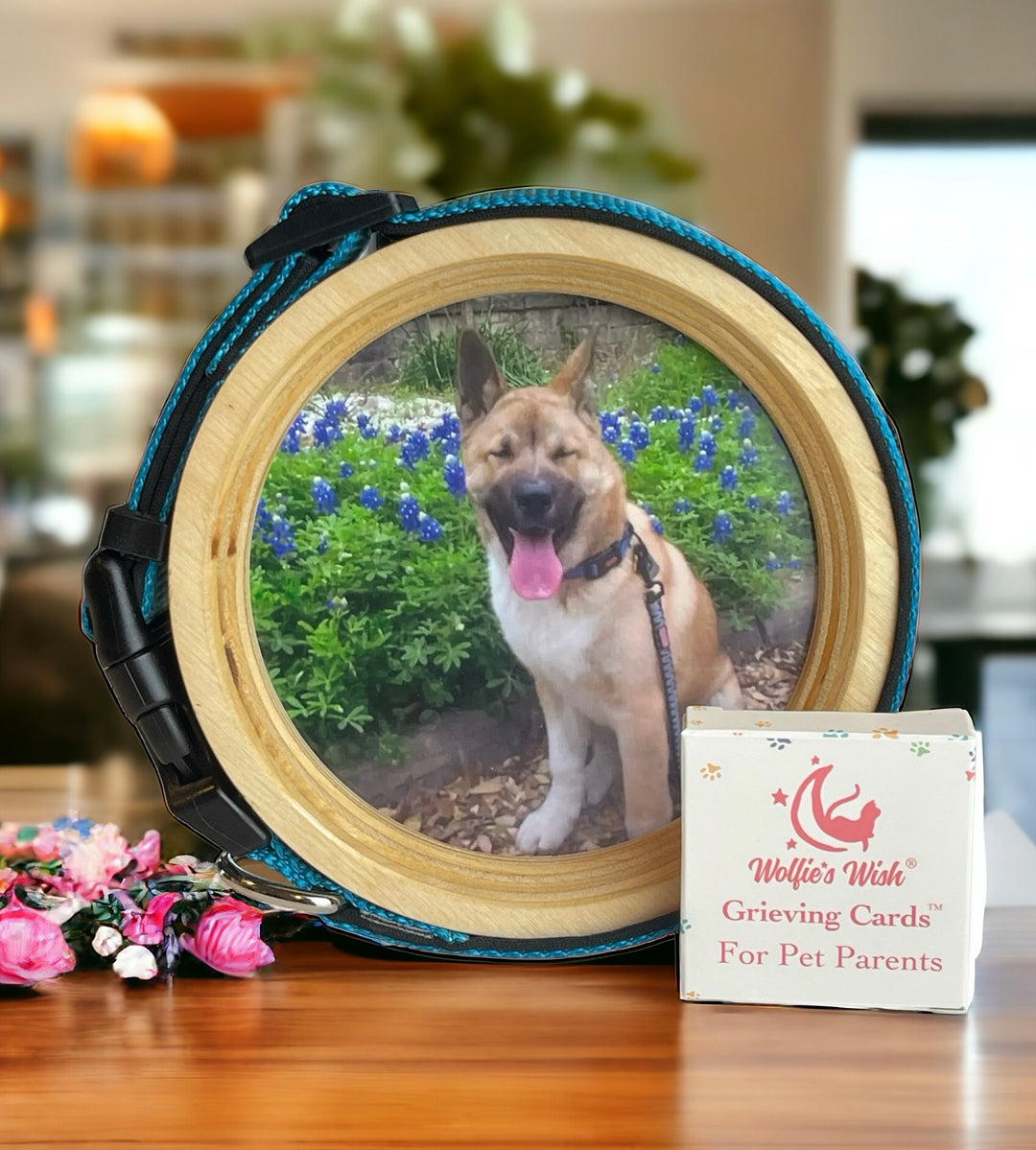 The Pet Loss Bundle - Pet Memorial Picture Frame and Collar Display and Grieving Cards. Perfect pet loss gift.