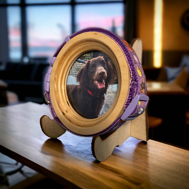 Small dog collar display frame in wood | Pet loss memorial keepsake