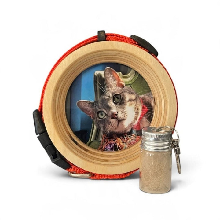 cat collar display frame and fur keepsake capsule