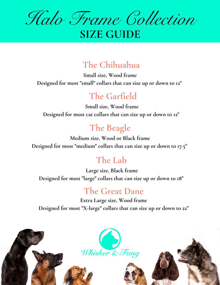 Halo Frame Size Guide for pet memorial picture frame